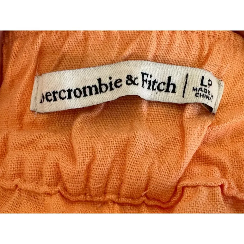 Abercrombie Asymmetrical Linen Blend‎ Tiered Maxi Dress in Orange Size LP